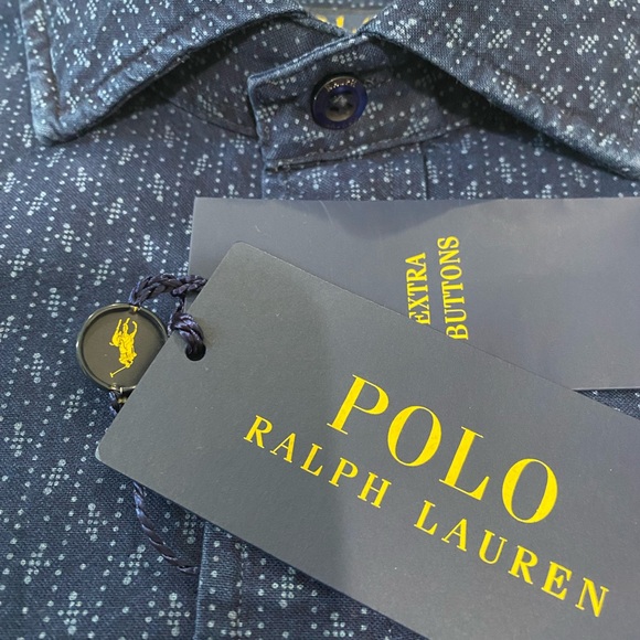 Polo Ralph Lauren men's slim fit blue indigo button-up shirt, S - Picture 2 of 11